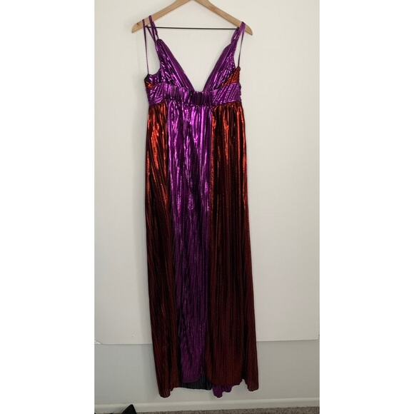 Sabina Musayev Women's Red Purple Kaia Two-Tone Foil Maxi Dress XL - Picture 4 of 16